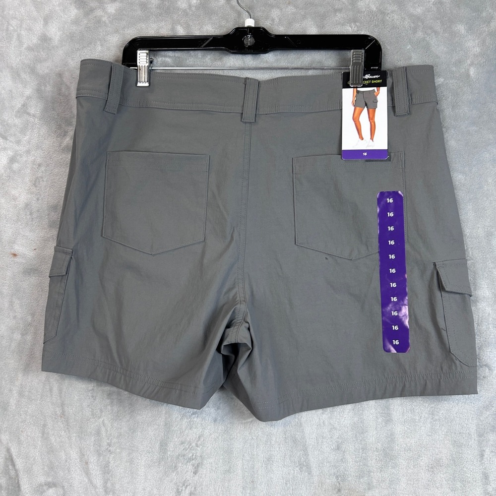 Eddie Bauer Womens Horizon Cargo Shorts Gray Size 16 NWT Hiking Outdoor‎ Pocket